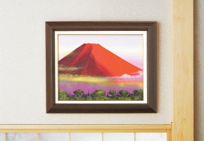 島田勝 油絵額F6号 「赤富士」
