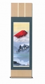 鈴村秀山 掛軸(尺五) 「赤富士飛翔」