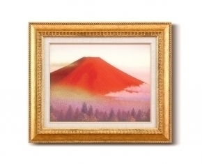徳田春邦油絵額F6金 「赤富士」