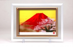 吉岡浩太郎高級クリスタルシルク版画DX	赤富士桜
