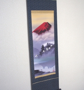 鈴村秀山 掛軸(尺幅) 「赤富士飛翔」