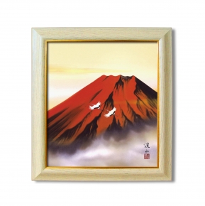 ■伊藤渓山8125色紙額「赤富士」