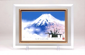 吉岡浩太郎クリスタル絵画	白富士桜